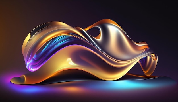 Abstracte iriserende holografische 3D-vormweergave met organisch golvend kleurrijk verloopmateriaal