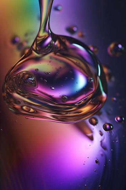 Abstracte iriserende vloeistof op metalen achtergrond close-up