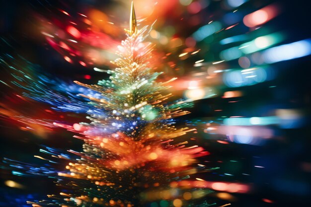 Foto abstracte kerstboom met kleurrijke lichten