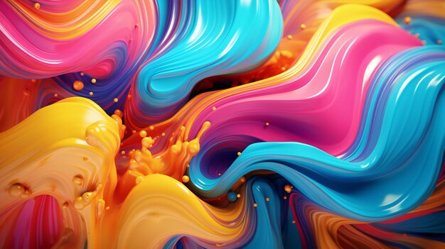 Foto abstracte kleurrijke achtergrond met vloeiende verf gegenereerd door ai