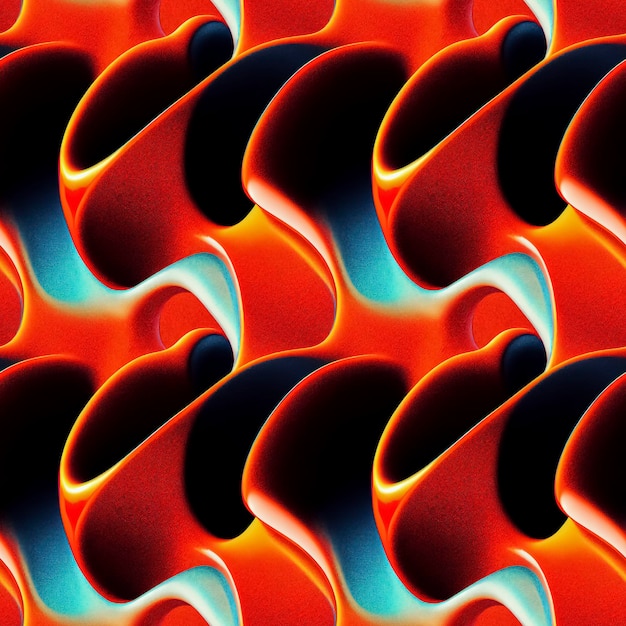 Abstracte kleurrijke funky surrealistische dynamische vloeibare 3D vormen stof naadloze patroon 3D illustratie