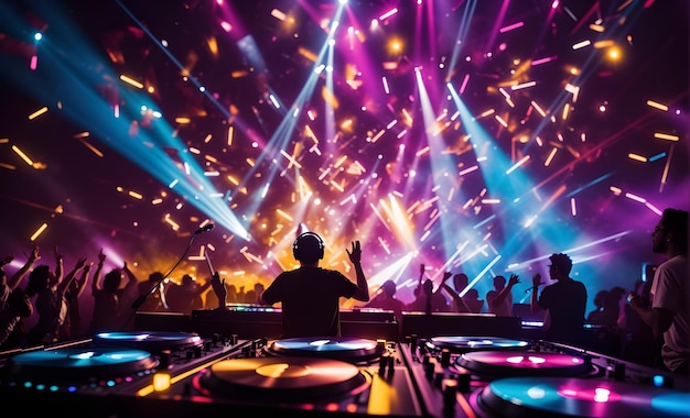 Abstracte kleurrijke gooden momenten DJ feest show lichten muziek podium