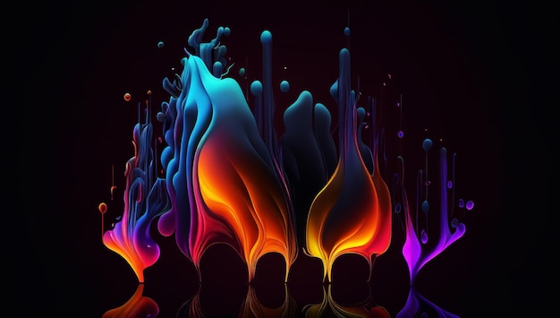 Abstracte kleurrijke gradiëntvloeistof groeit in de donkere illustratie