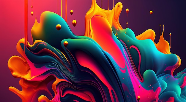 Abstracte kleurrijke gradiëntvloeistof groeit in de donkere illustratie