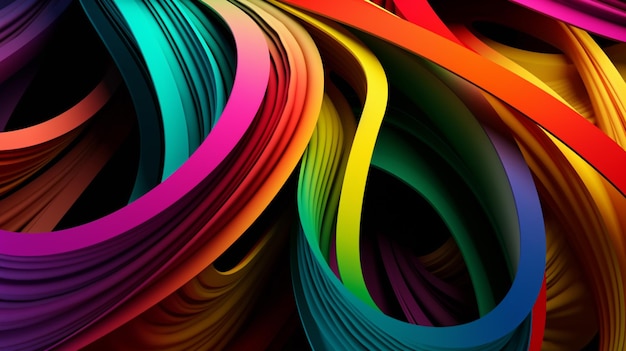 Abstracte kleurrijke lus bg moderne kunst gloed deeltjes en lijnen Sier textuur regenboog kleurovergang Mooie topografie concept generatieve AI