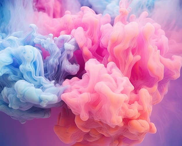 Foto abstracte kleurrijke pastelkleurwolkenachtergrond kleurrijke inktdiffusie in water generatieve ai