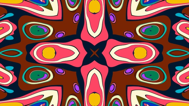 Abstracte kleurrijke psychedelische mandala kaleidoscoop achtergrondpatroon voor een zomer muziekfestival