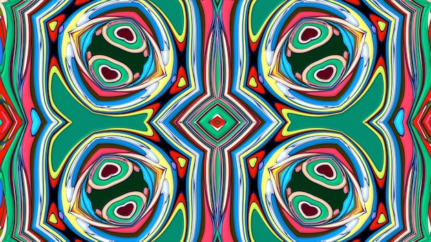 Abstracte kleurrijke psychedelische mandala kaleidoscoop achtergrondpatroon voor een zomer muziekfestival