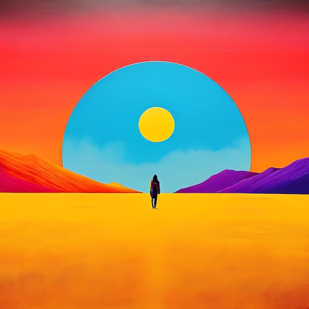 abstracte kleurrijke schilderij achtergrond met een prachtige zonsondergang