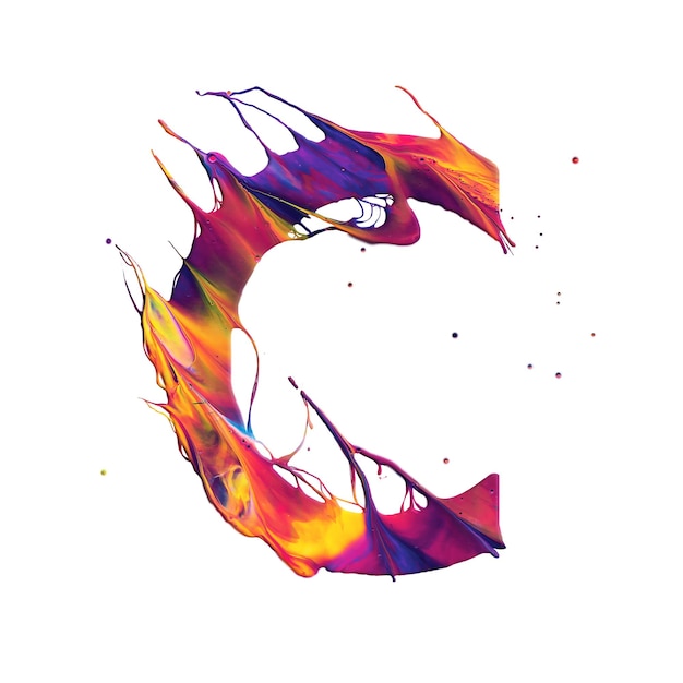 abstracte kleurrijke verf splash afbeelding letter C
