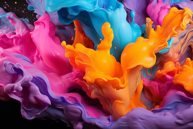 Abstracte kleurrijke verf splashes op wit papier voor creatieve ontwerpprojecten en kunstconcept