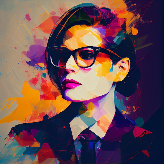 Abstracte kleurrijke zakenvrouw of ondernemer portret illustratie