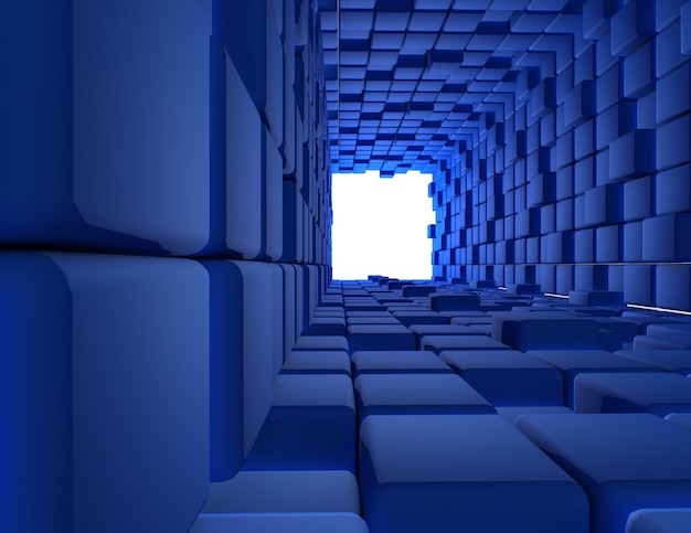 Abstracte kubussen achtergrond 3d tunnel. 3D-gerenderde afbeelding