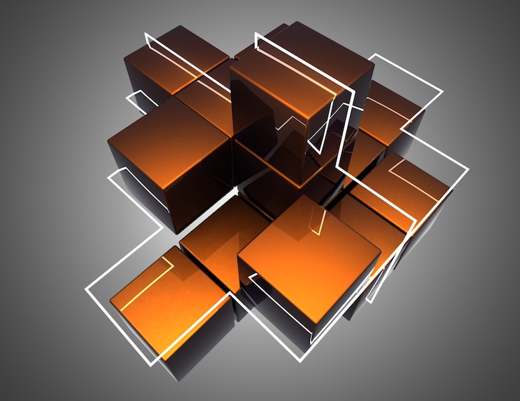 Foto abstracte kubussenachtergrond. 3d illustratie