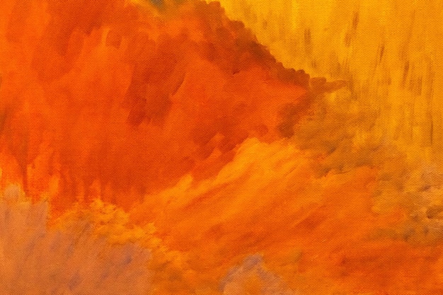 Abstracte kunst achtergrond oranje en gele kleuren waterverf schilderij op canvas met zacht rood verloop