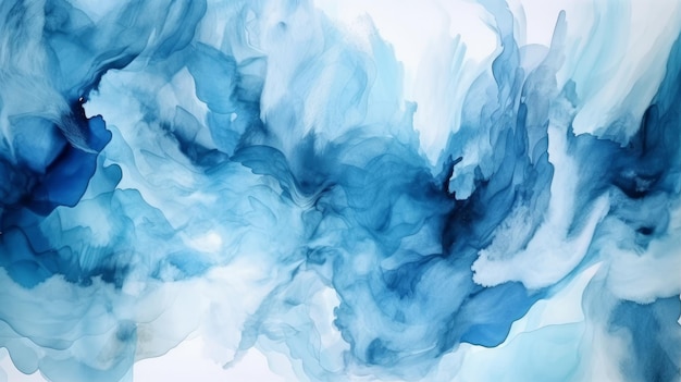 Abstracte kunst blauwe verf achtergrond met vloeibare vloeistof ai generatief