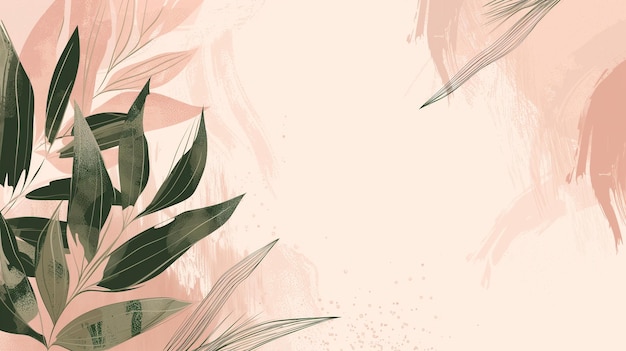 Abstracte kunst botanische roze achtergrond vector beige kleur
