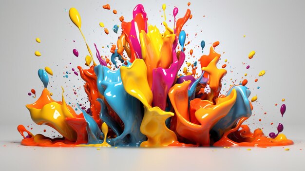 Abstracte kunst met kleurrijke splash 3d