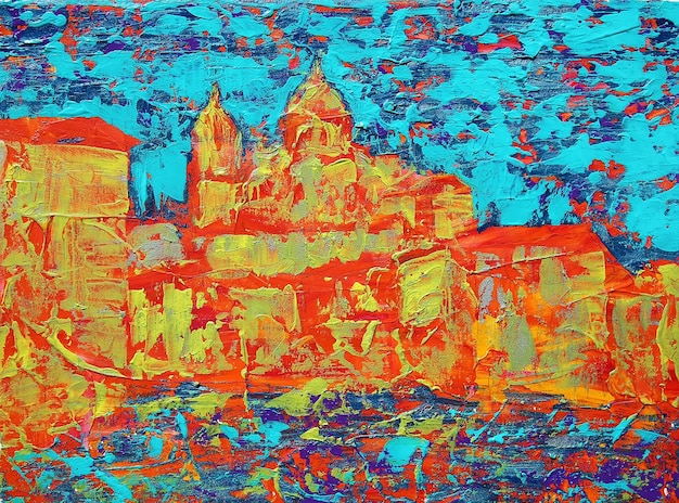 Abstracte kunst schilderij van de kerk van Salamanca