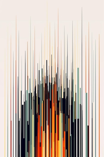 abstracte kunst van een groep oranje en zwarte lijnen generatieve ai