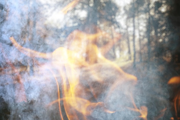 abstracte landschapsbrandvlam in het bos, wildvuurachtergrond, ecologieramp