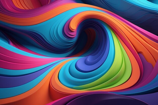 Abstracte levendige kleuren golvende stroom 3d gerenderde illustratie achtergrond sci-fi futuristische achtergrond