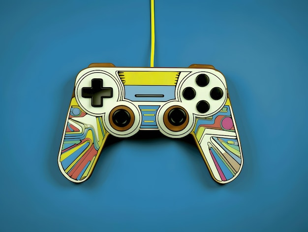 Abstracte lijnentekening van videogamecontroller AI gegenereerd