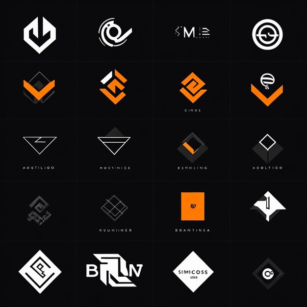 Foto abstracte logo's met letters geïsoleerd op zwarte achtergrond