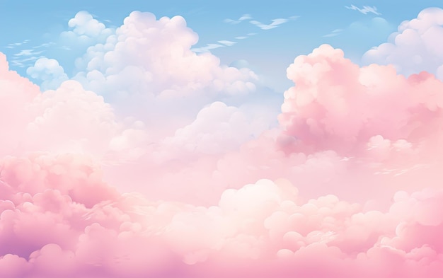 Abstracte lucht achtergrond met suiker katoen roze wolken ontwerp