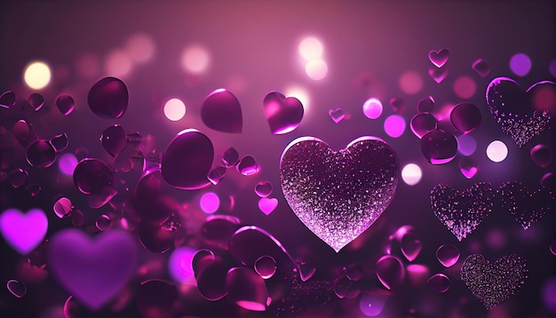 Foto abstracte luxe mooie kristallen hart roze paars love concept generative a
