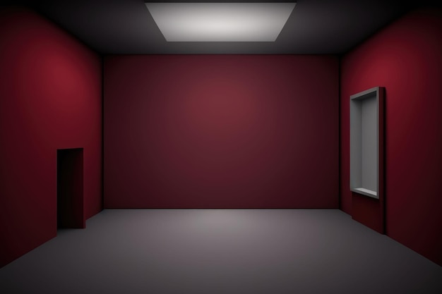 Abstracte luxe rode kleurverloop muur en lege studio kamer achtergrond Generatieve AI