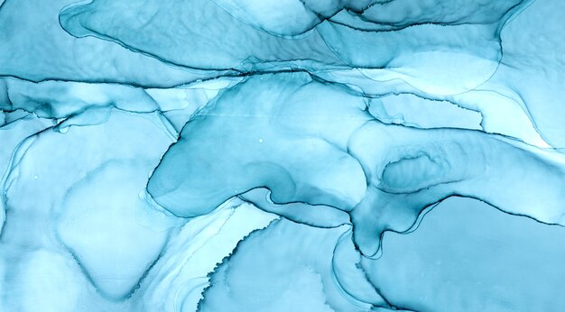 Abstracte marineblauwe oceaan zee aquarel hemelachtergrond. indigo verfvlekken en vlekken, watergolven, luxe vloeibaar vloeibaar kunstbehang