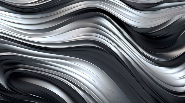 abstracte metalen achtergrond met vloeiende lijnen in zwarte en witte kleuren