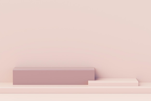 Abstracte minimale scène met geometrische stap betonnen voetstuk podia op witte achtergrond Scène om de presentatie van cosmetische producten te tonen Mock up ontwerp lege ruimte 3D-rendering