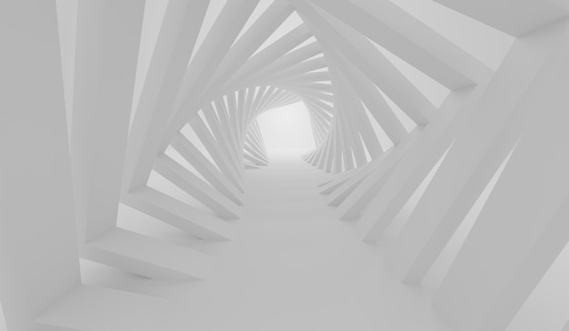 Abstracte minimalistische moderne architectuur 3D render met vierkante witte achtergrond