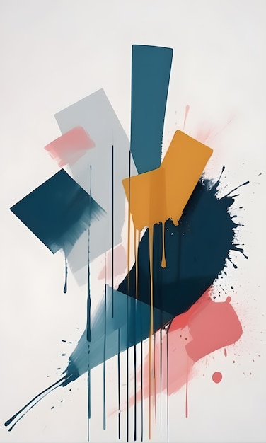 Abstracte minimalistische splash schilderkunst Digitale moderne kunstwerk Geometrische muurkunst Kleurrijk ontwerp