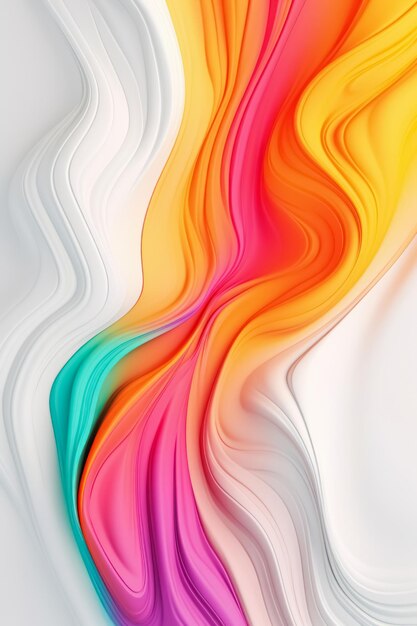 Abstracte moderne witte en neon kleuren vloeibare golvende acrylverf achtergrond Generatieve AI