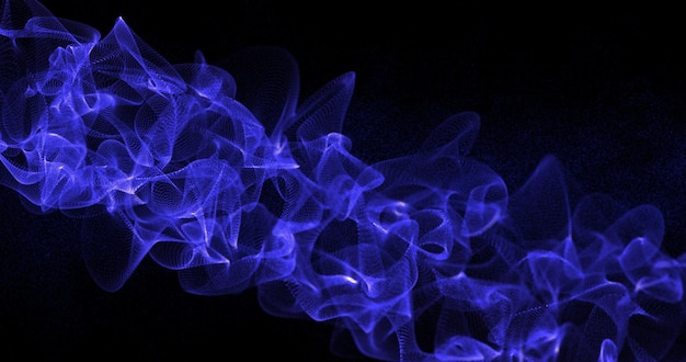 Abstracte mooie helderblauwe gloeiende energie elektrische magische ruimtelijnen golven van deeltjes