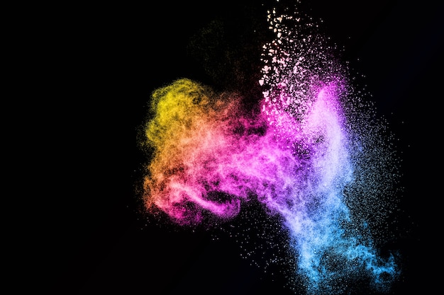 Foto abstracte multi-kleurenpoeder-explosie.