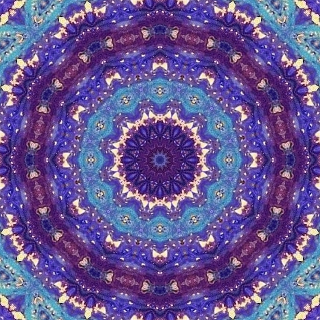 Abstracte mystieke blauw geschilderde afbeeldingsmandala van Vishuddha-chakra