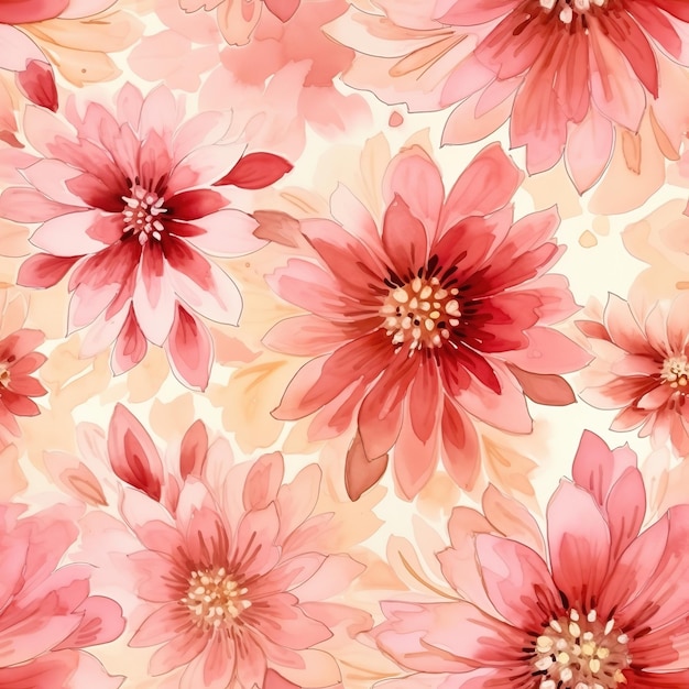 Foto abstracte naadloze achtergrond van aquarel bloemen roze en beige kleuren