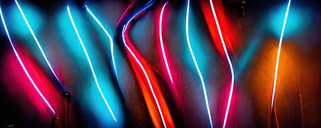 Foto abstracte neon gekleurde lijnen muur achtergrond