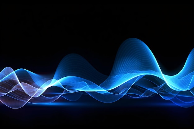 Abstracte neon geluidsgolven met zwarte achtergrond gemaakt met Generative Al