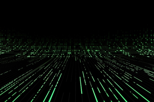 Abstracte neon groene laserstralen over een donkere achtergrond ultraviolet spectrum generatieve AI