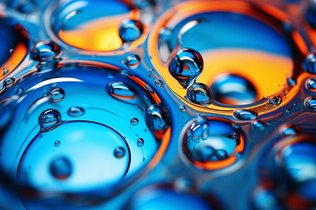 Abstracte olie vloeibare bubbels macro schot blauw