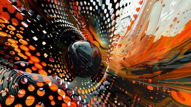 Abstracte oranje en zwarte digitale kunstwerken