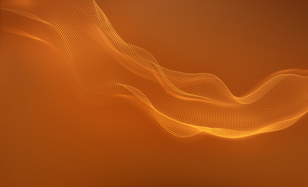 Abstracte oranje golven achtergrond. Dynamische geometrische vorm voor stippen. 3D-rendering.