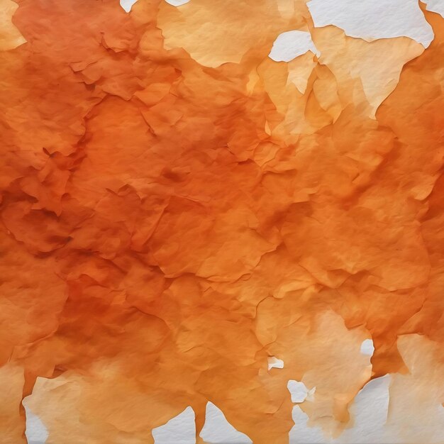 Foto abstracte oranje waterverf op een gerimpelde en gerimpelde papieren achtergrond