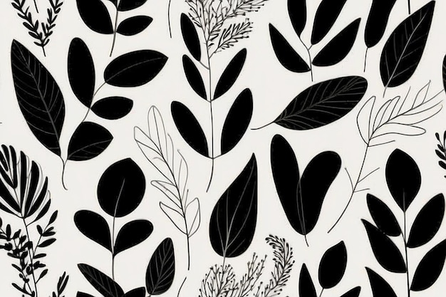 Foto abstracte organische plantvormen set hedendaagse matisse bladeren zwarte en witte bloemen met de hand getekende botanische blad in rechthoekige vormen