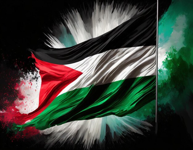 abstracte Palestijnse vlag op de zwarte achtergrond